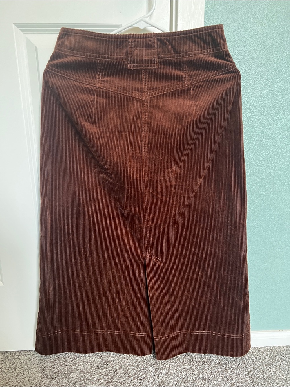 ME+EM Chocolate Brown Corduroy Midi A-Line Skirt - Picture 5 of 5
